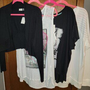 Lot 4 22/24 26/28 Cato Shrug Bling Paris Pineapple Lace Top Sweatshirt 3x 4x New